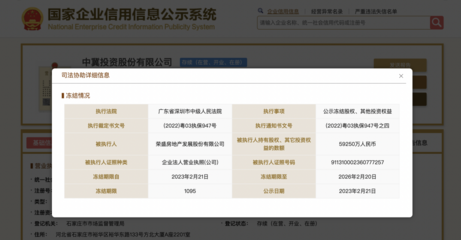 荣盛发展5.93亿中冀投资股权遭冻结 企业自有资金投资面临流动性考验